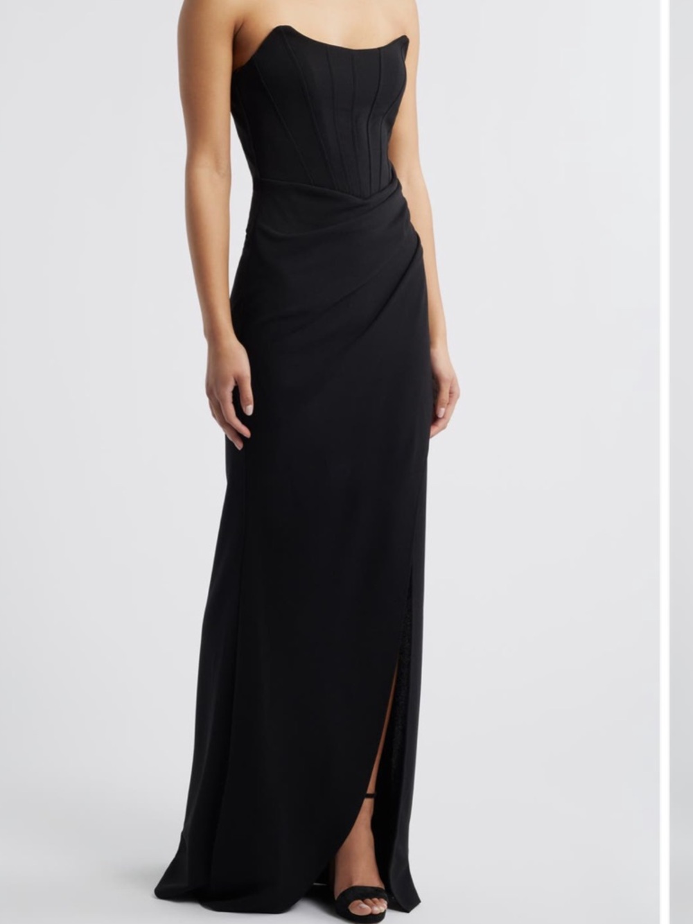 Emerald Sundae Black Strapless Mermaid Gown